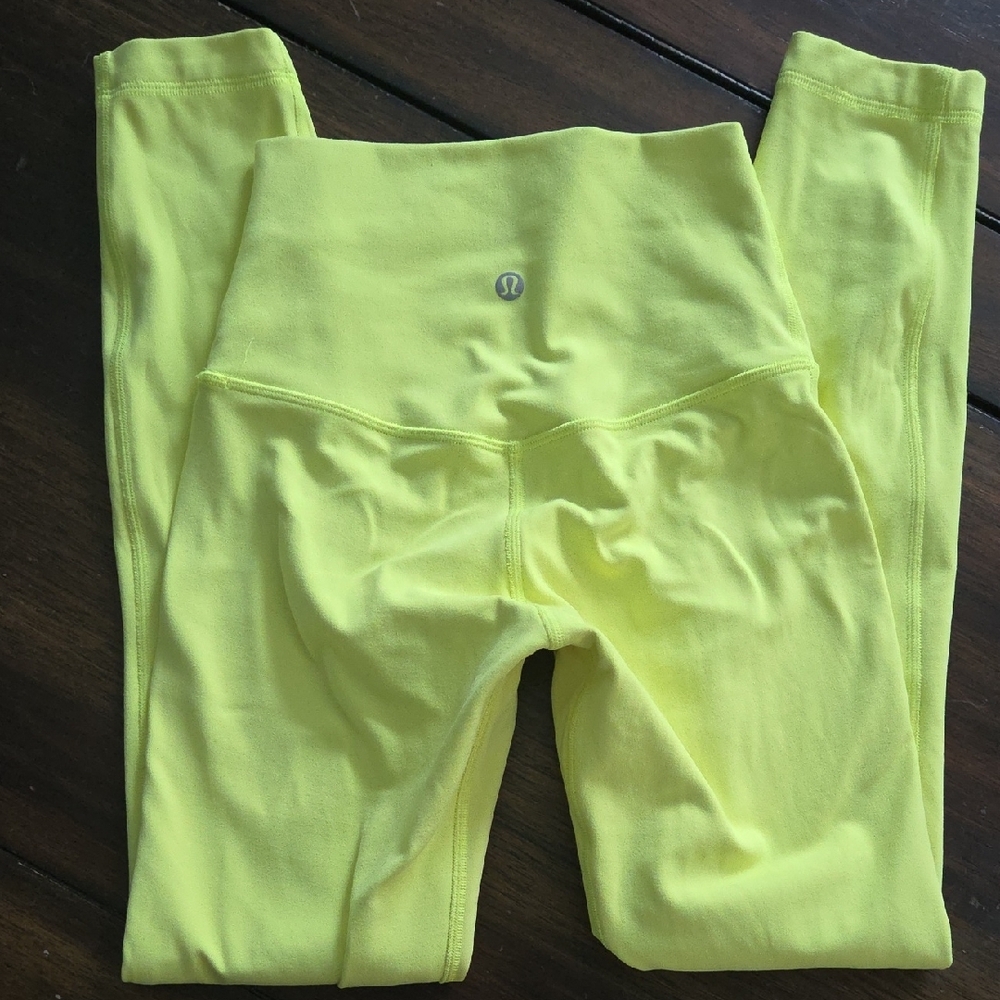 Lululemon Neon Yellow High-Waisted Leggings Sz 2